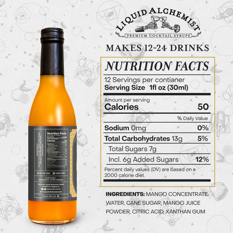 Liquid Alchemist Mango Syrup for Drinks - Real Ingredients Make our Mango Puree for Cocktails the Perfect Margarita Mix - Our Tropical Flavoring Syrup is Non-GMO & Vegan (12.7 oz) - Image 2